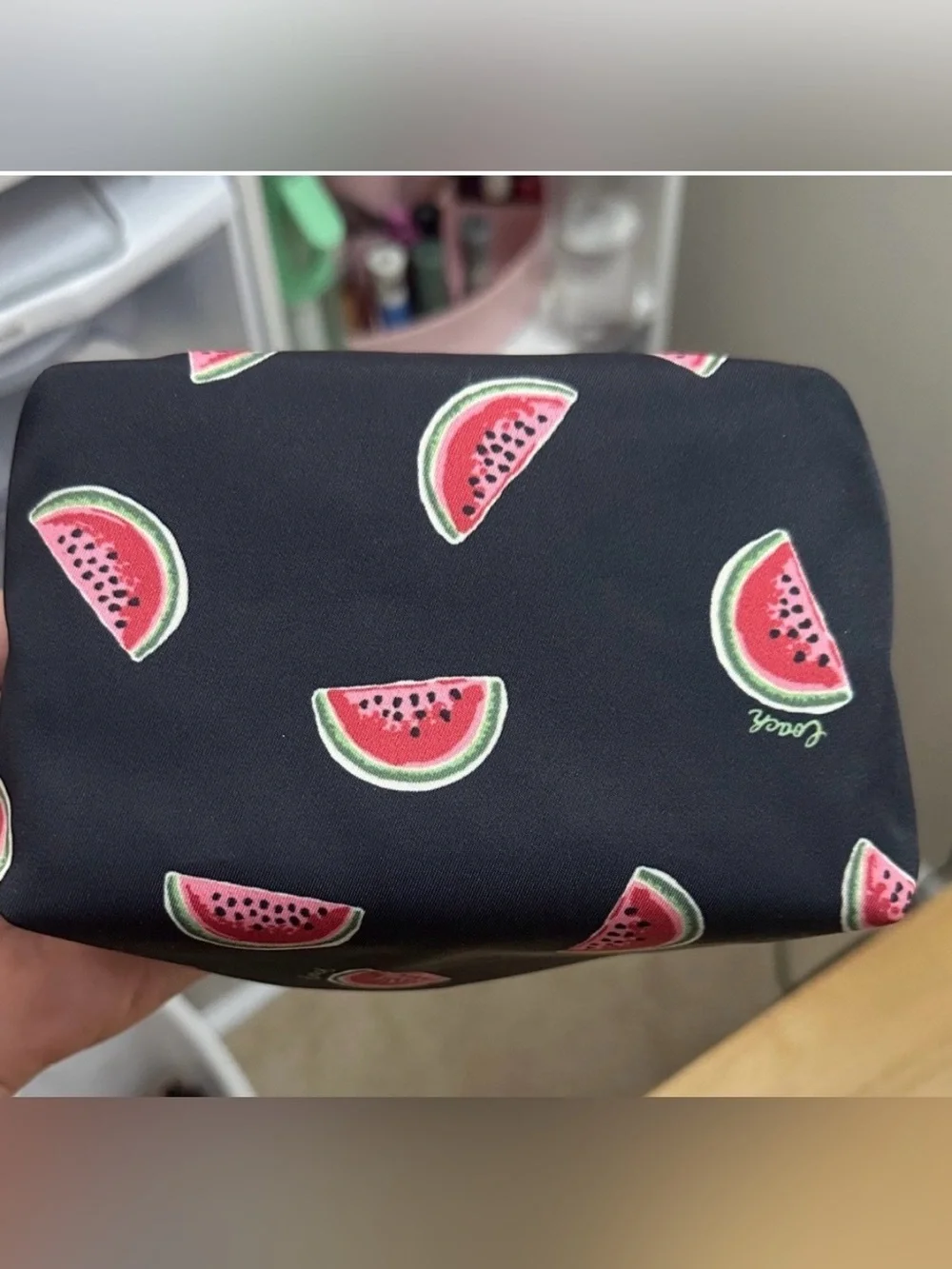 Coach RETRO Black Watermelon Print Toiletry Pouch